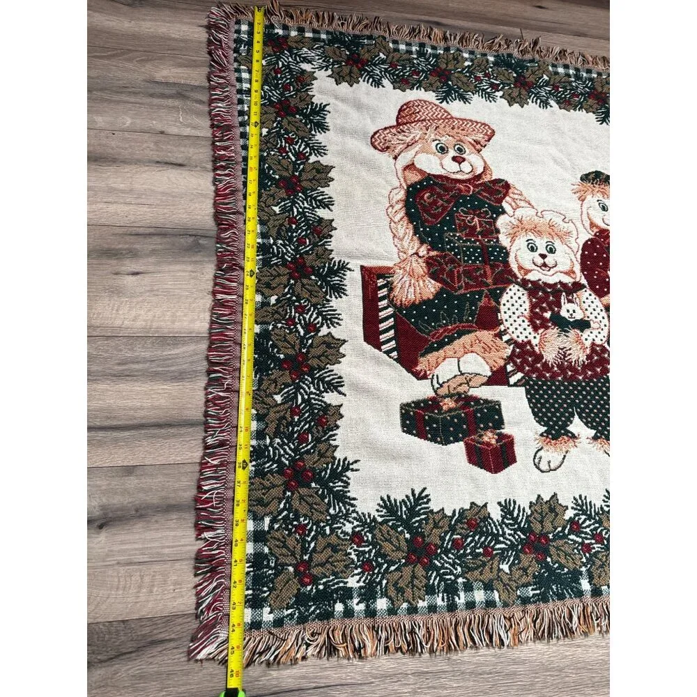 Christmas Bunny Family Tapestry Throw Blanket 46 x 59 Inches Cotton Goodwin Weav
